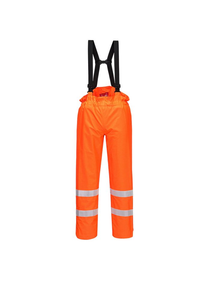 Bizflame Rain Unlined Hi-Vis Antistatic FR Trousers, L, R, Orange